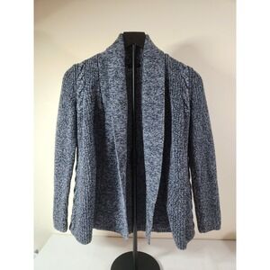 Vintage Talbots Cardigan Small SP Cotton Women Navy Knit Open Swing Sweater Y2k